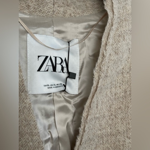 Zara Manteco Wool Coat Jacket Cream Sz XL - Picture 4 of 13